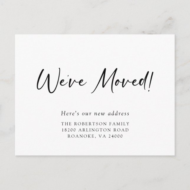 New Address Modern Calligraphy Moving Announcement Postcard (Front)