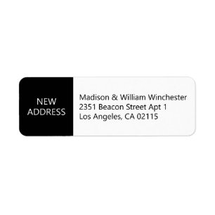 New address modern minimalist black white custom
