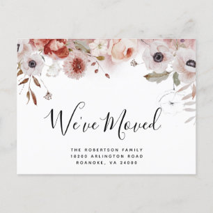 New Address Moody Floral Fall Colours Moving Announcement Postcard
