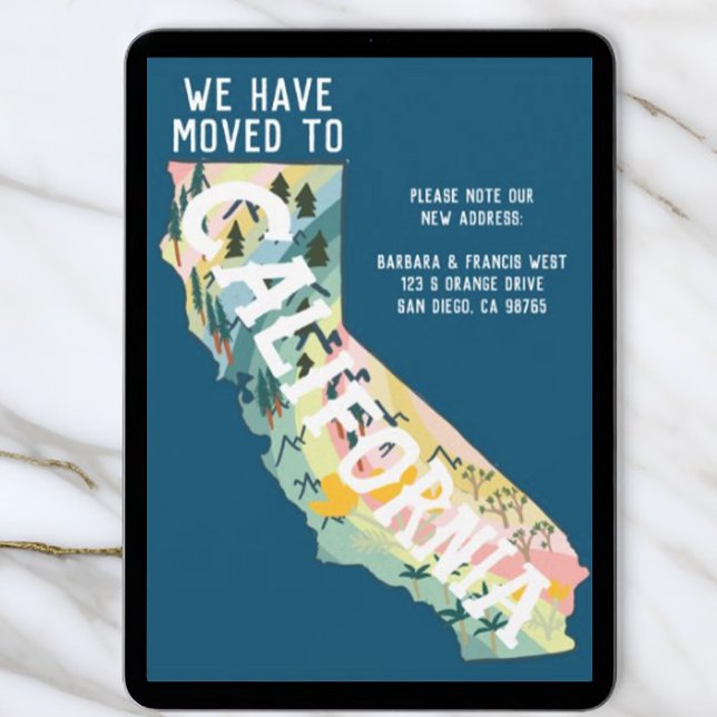 NEW ADDRESS Moved to California State Map Invitation (Moving to California? Check out this change of address card - available as digital download)
