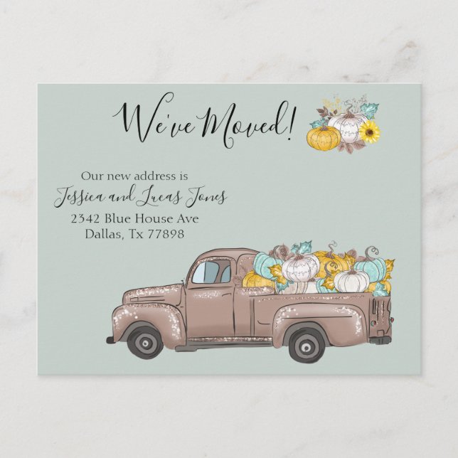 New Address Moving Announcement Autumn Pumpkin (Front)