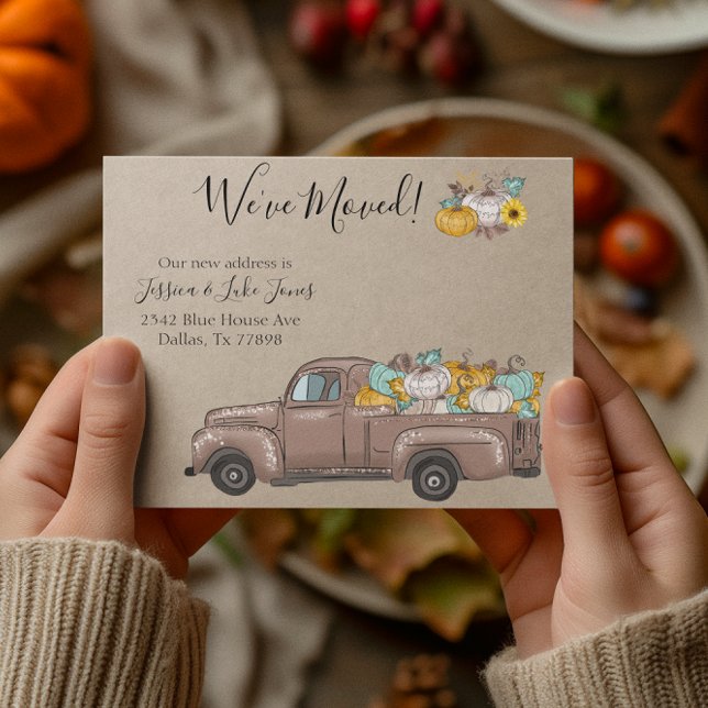 New Address Moving Announcement Autumn Pumpkin Postcard (Creator Uploaded)