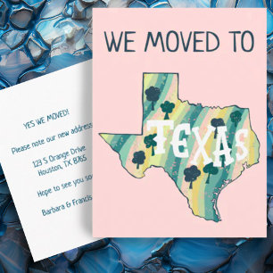 NEW ADDRESS Moving TEXAS State Illustrated Map  Postcard