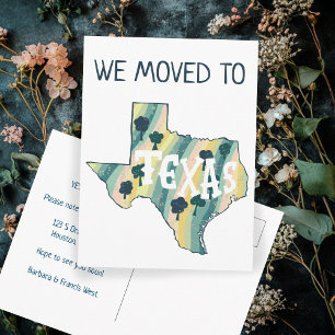 NEW ADDRESS Moving TEXAS State Illustrated Map Postcard