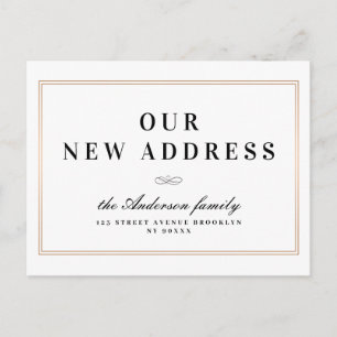 New address, new home gold frame postcard