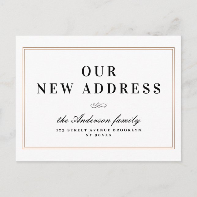 New address, new home gold frame postcard (Front)