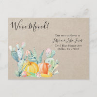 New Address Notice Moving Autumn Cactus Pumpkin