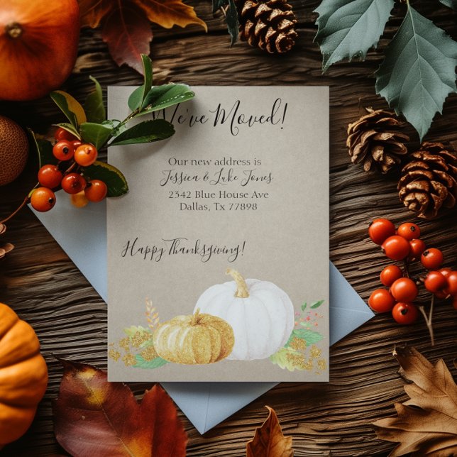 New Address Notice Moving Thanksgiving Pumpkin Announcement Postcard (Creator Uploaded)