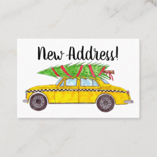New Address NY Taxi with Christmas tree Business Card