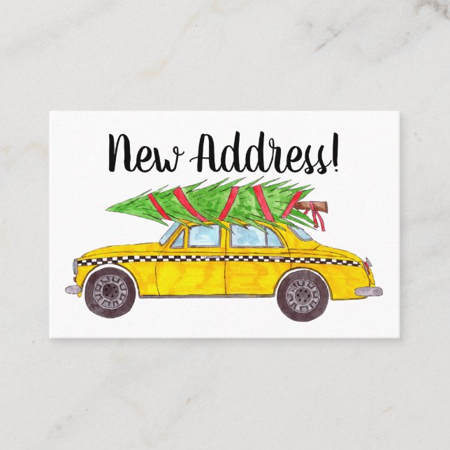 New Address NY Taxi with Christmas tree Business Card (Front)