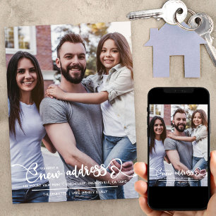 New Address Photo and Heart Script Moving Announcement