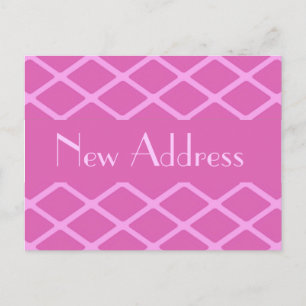 New Address pink pattern Announcement Postcard