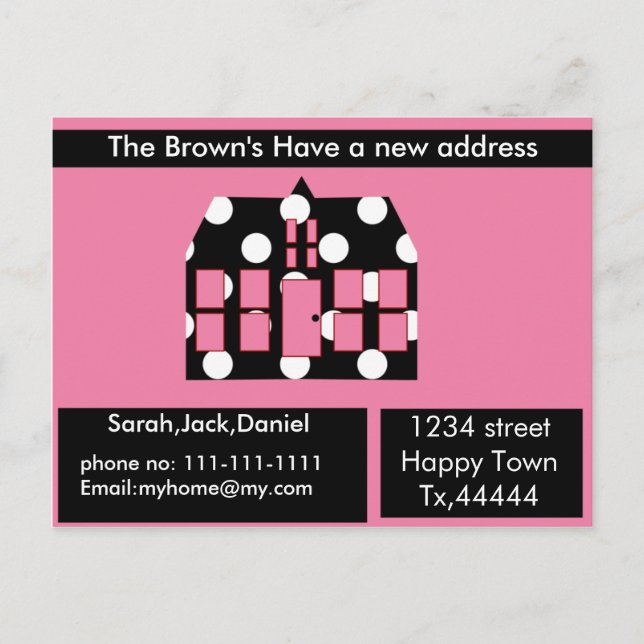 New address postcard (Front)