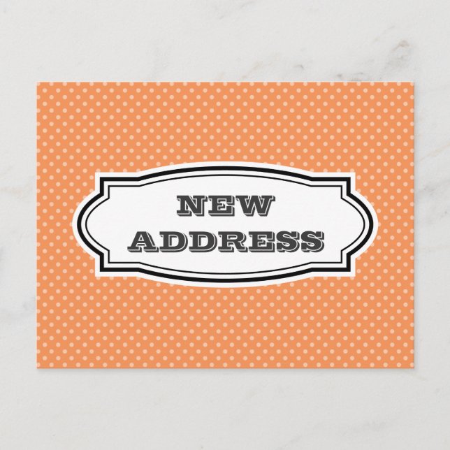 NEW address postcard with orange polka dots (Front)