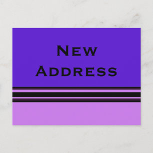 New Address purple and black stripes Announcement Postcard