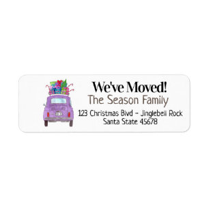 New Address Purple Fiat 500 with Christmas Gifts