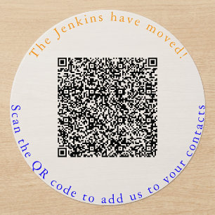 New address, QR code, add to contacts Classic Round Sticker