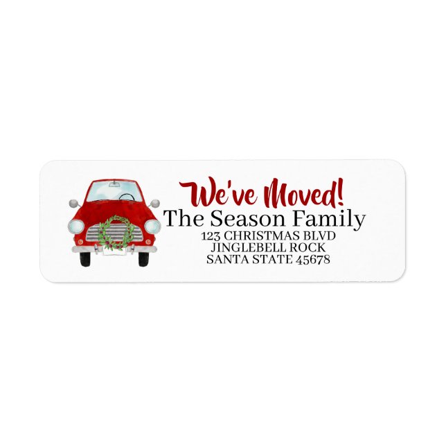 New Address Red car with Christmas wreath (Front)