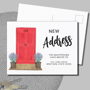 New Address Red Door Moving Announcement Postcard