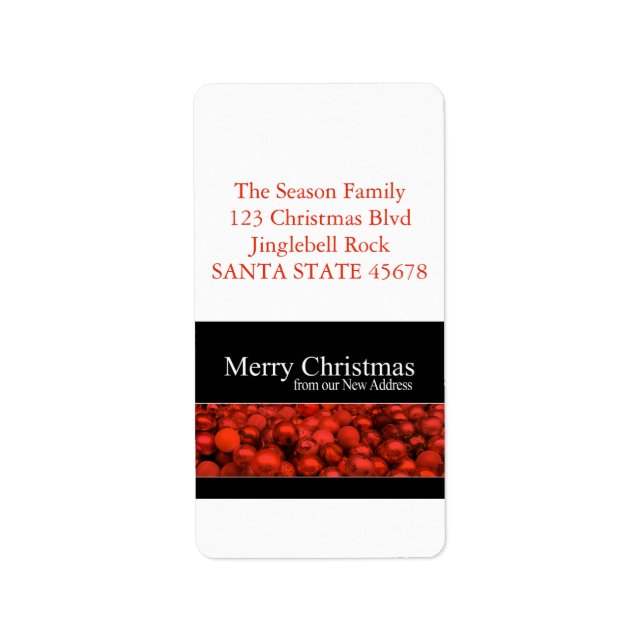 New Address red ornaments Label (Front)