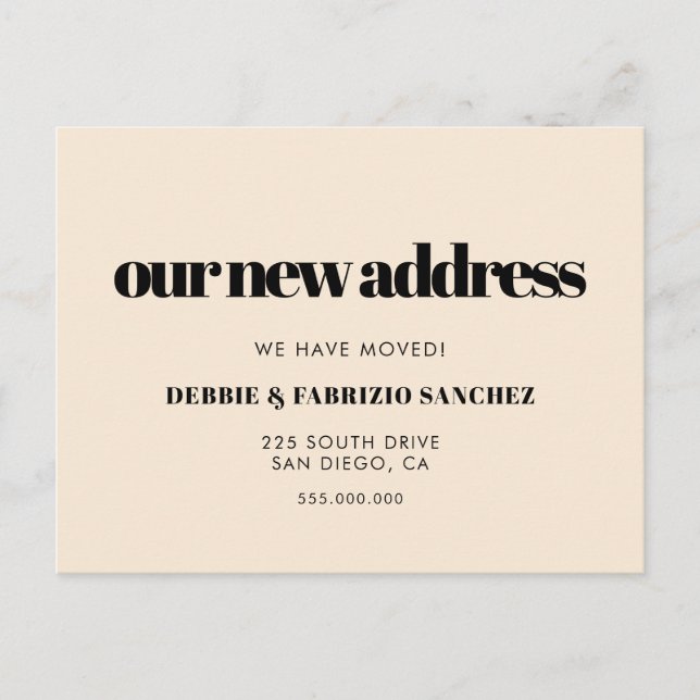 New address Retro elegant moving announcement Postcard (Front)