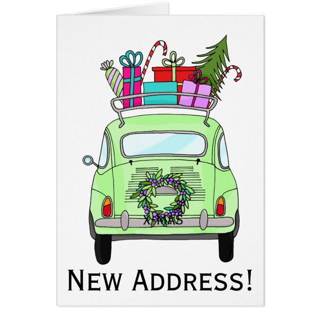 New Address Retro Fiat 500 with Christmas Gifts (Front)