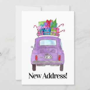 New Address Retro Fiat 500  with Gifts Invitation