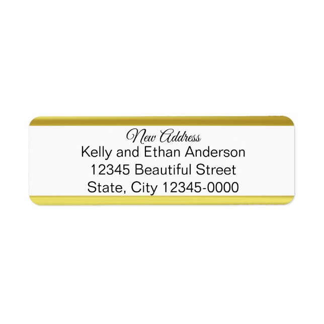 New Address Script Elegant Black White and Gold (Front)