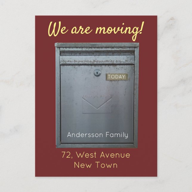 New Address Silver Mailbox Custom Text Postcard (Front)