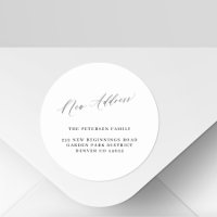 New address simple black white moving announcement