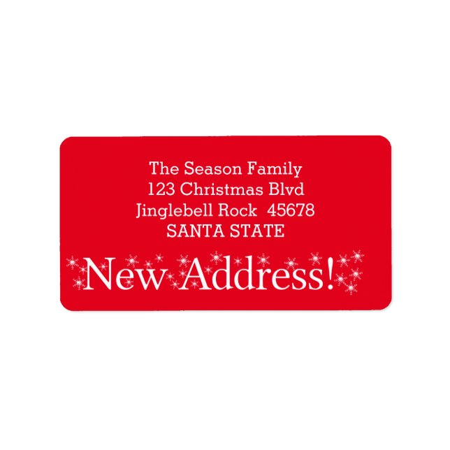 New Address Snowflake Christmas Label (Front)