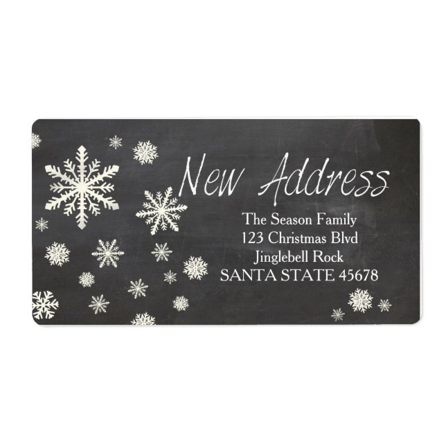 New Address snowflake Holiday Address Label (Front)