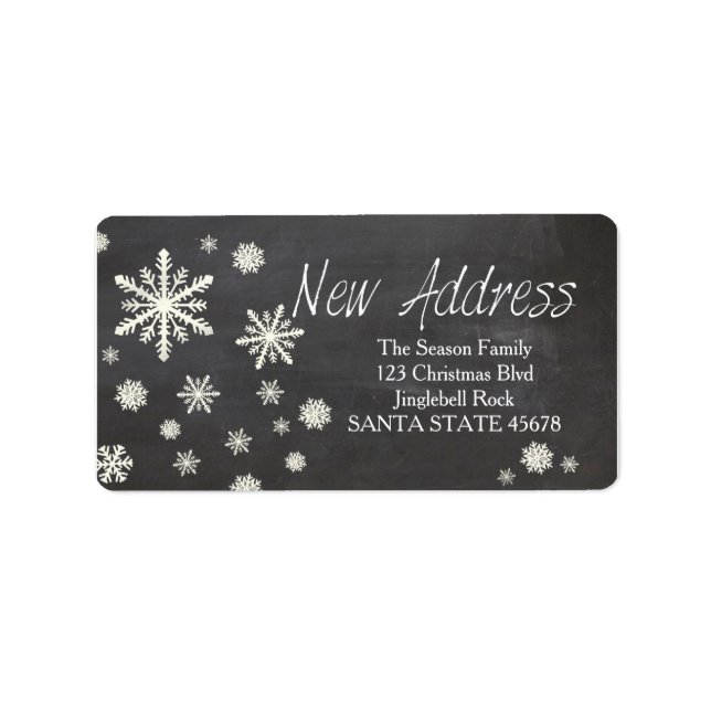 New Address snowflake Holiday Address Label (Front)