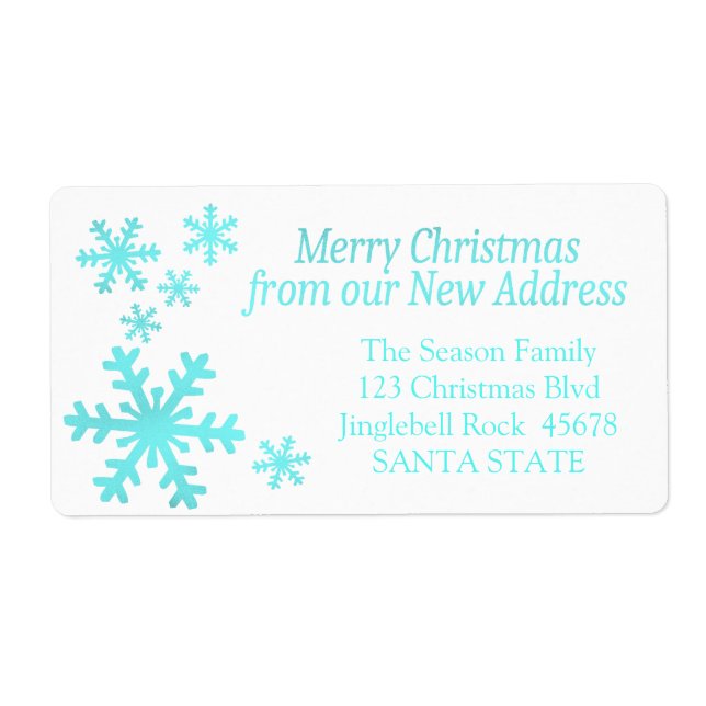 New Address snowflake holiday Label (Front)