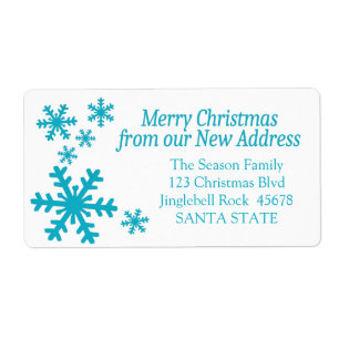 New Address snowflake holiday Label