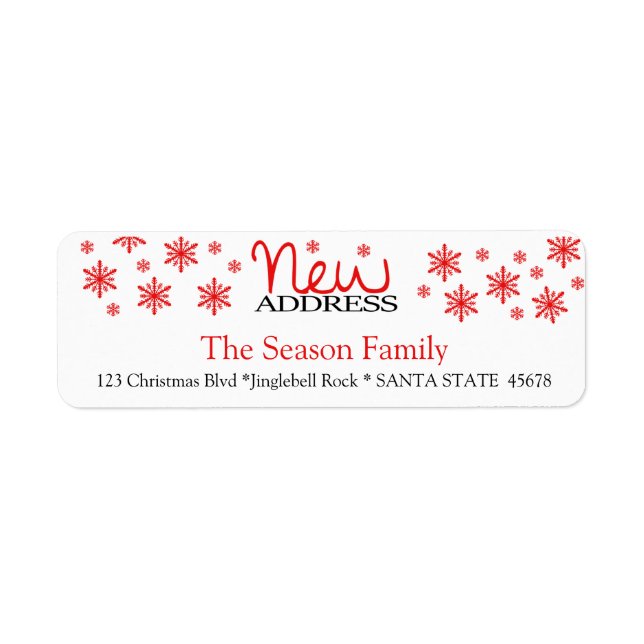 New Address snowflake holiday Label (Front)