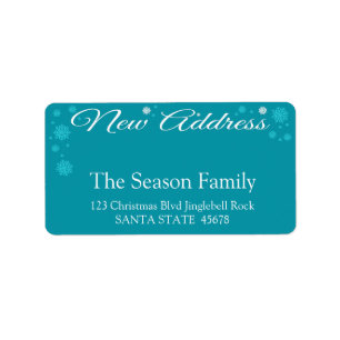 New Address snowflake holiday Label