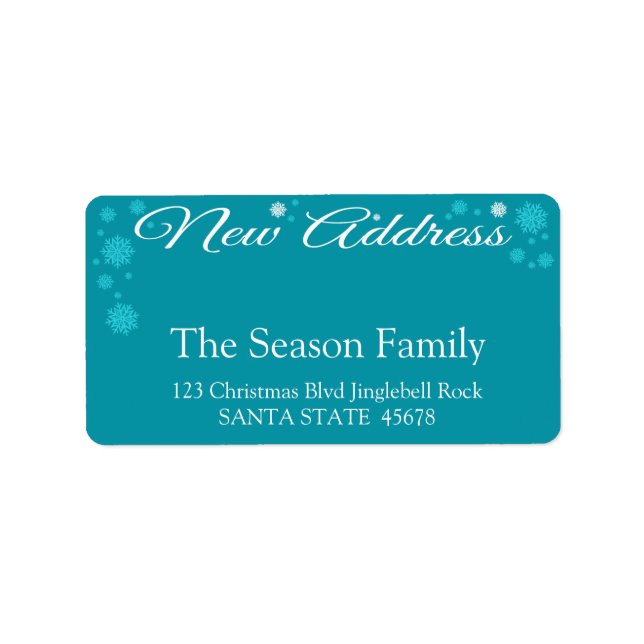New Address snowflake holiday Label (Front)