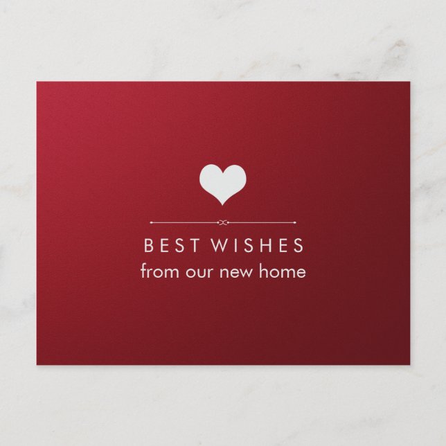 New Address Sweet and Elegant Red and Silver Heart Announcement Postcard (Front)