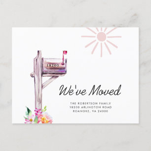 New Address Watercolor Mailbox Moving Announcement Postcard