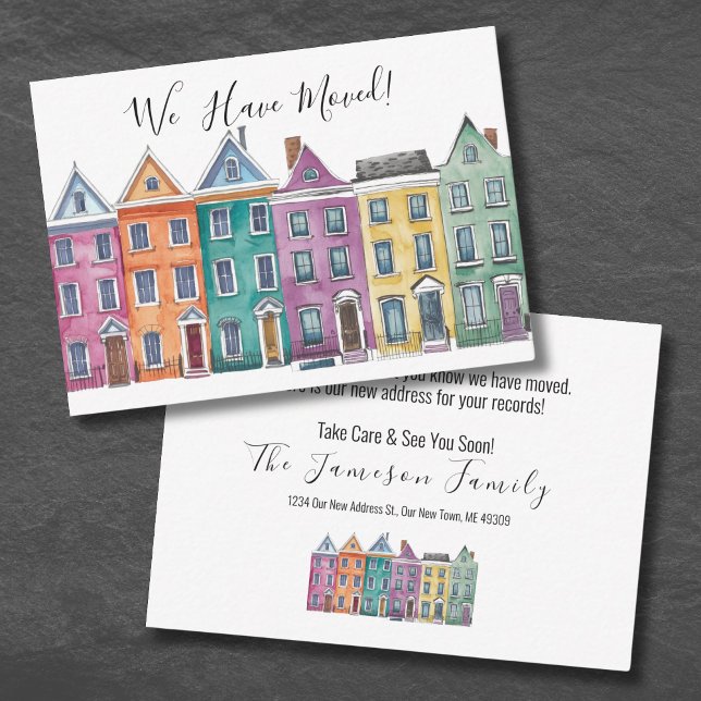 New Address Watercolor Moving Announcement Card (Cute Watercolor Moving Announcement Card)