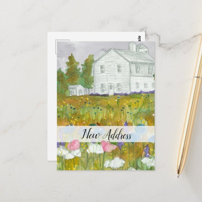 New Address We Have Moved Farmhouse Meadow  Postcard (Front/Back In Situ)