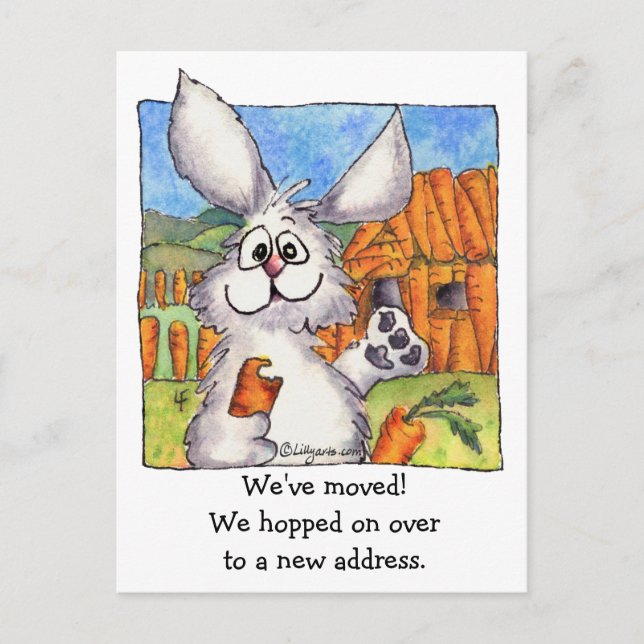 New Address, We Moved! Rabbits Postcard (Front)