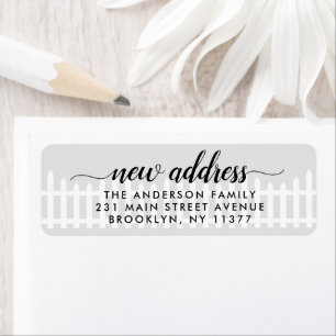 New Address We've Moved Moving Picket Fence Grey