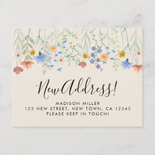New Address Wildflowers Moving Announcement Postcard
