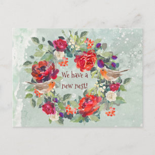 new address winter christmas robin postcard