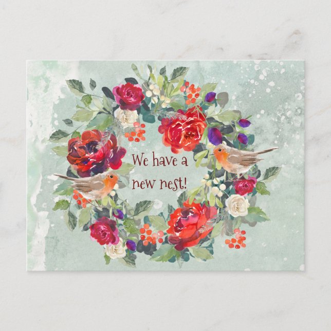 new address winter christmas robin postcard (Front)