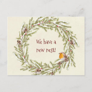 new address winter christmas robin postcard