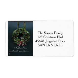 New Address wreath Holiday Label