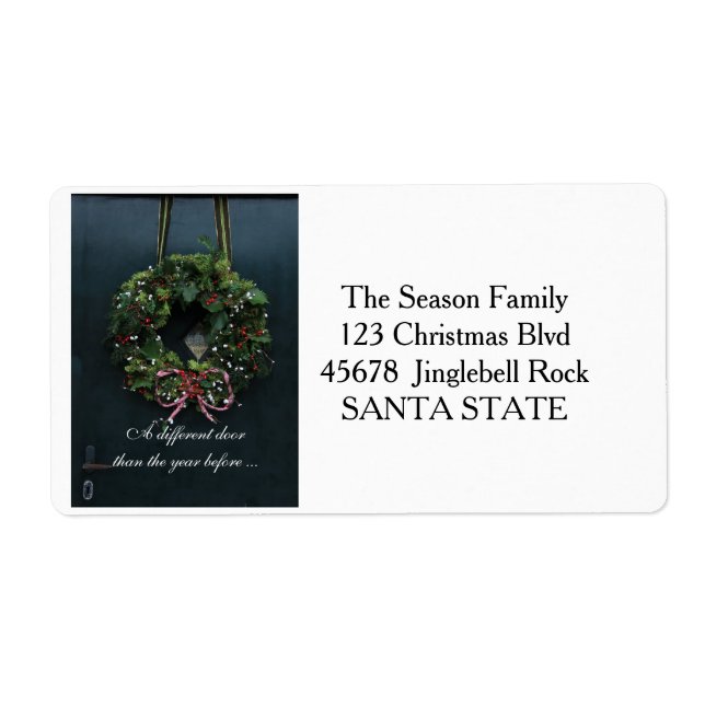 New Address wreath Holiday Label (Front)